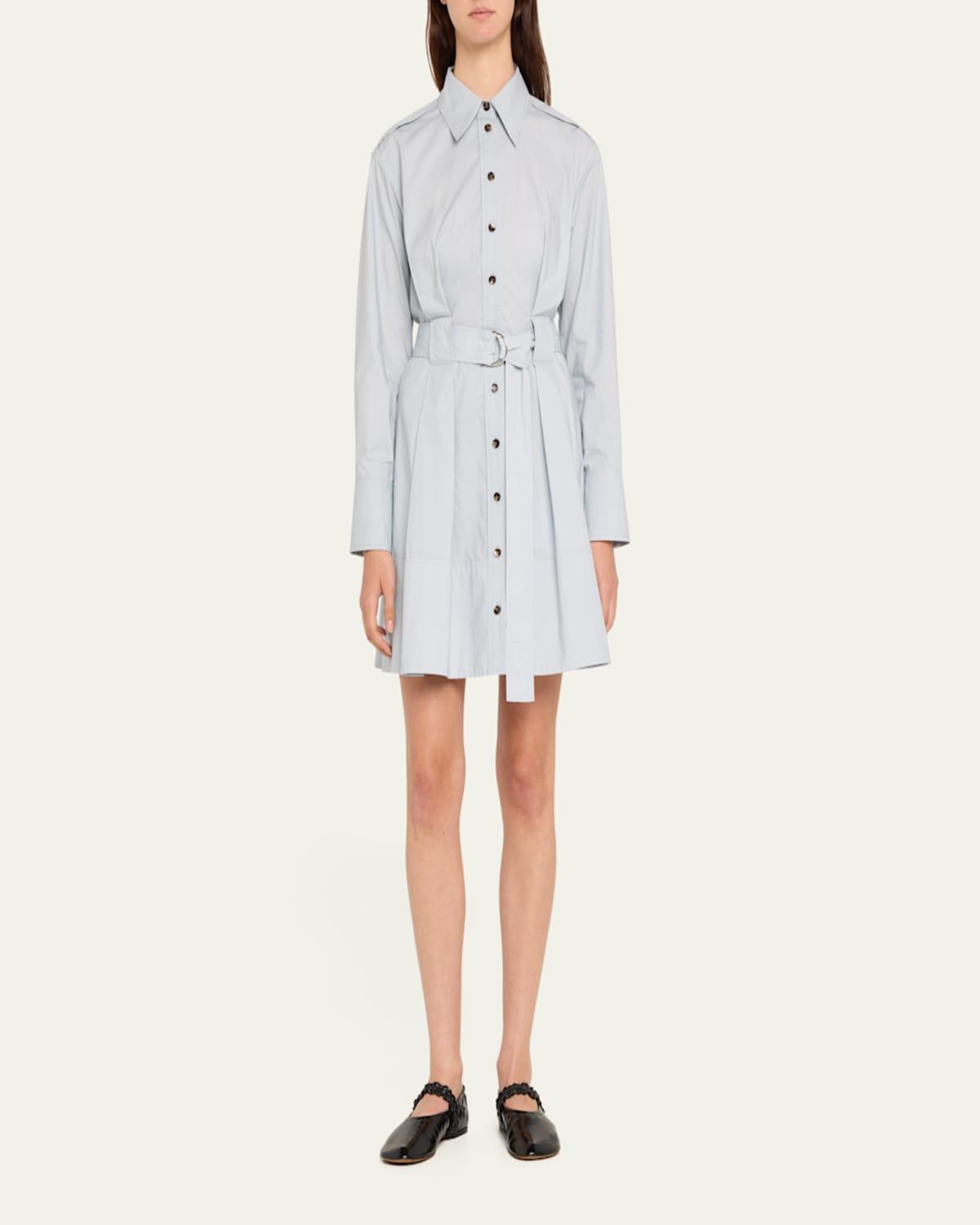 Viola Button Down Poplin Belted Mini Dress