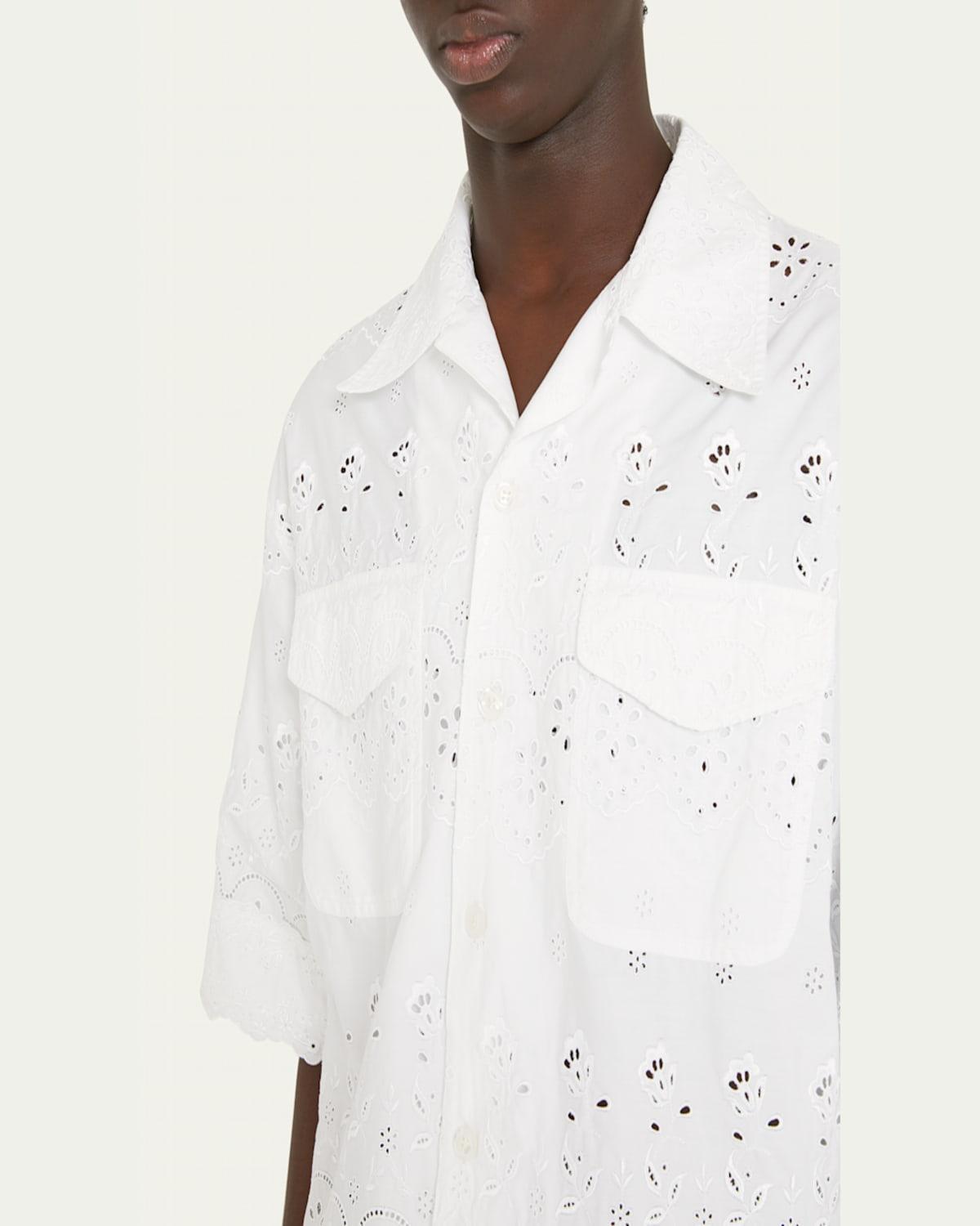 Men's Broderie Anglaise Relaxed Camp Shirt