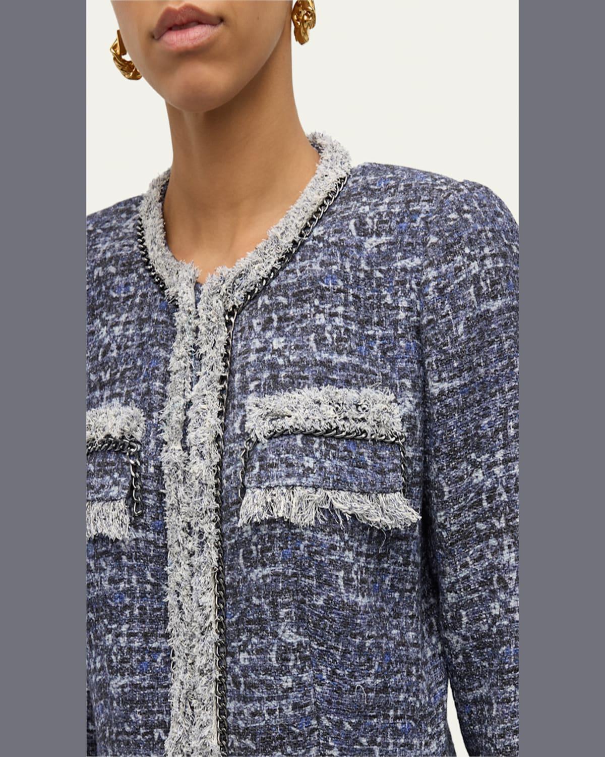 Keaton Chain-Trim Fringed Tweed Jacket