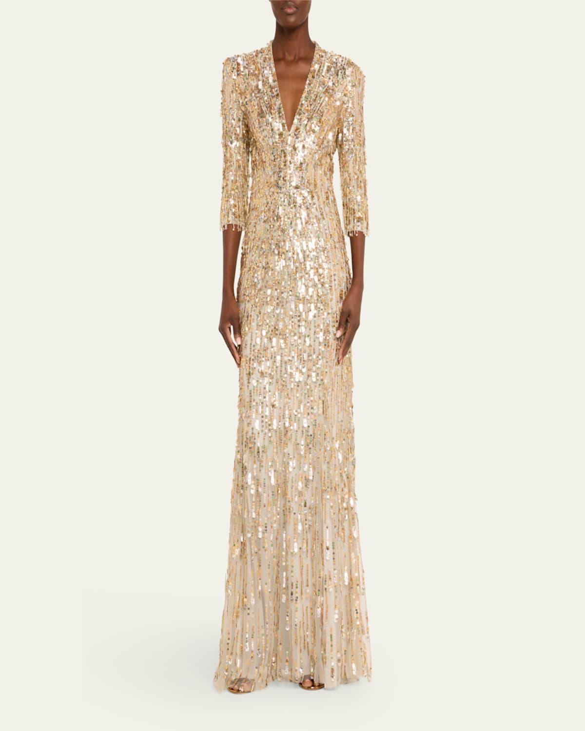 Oscar Long Sequined Gown