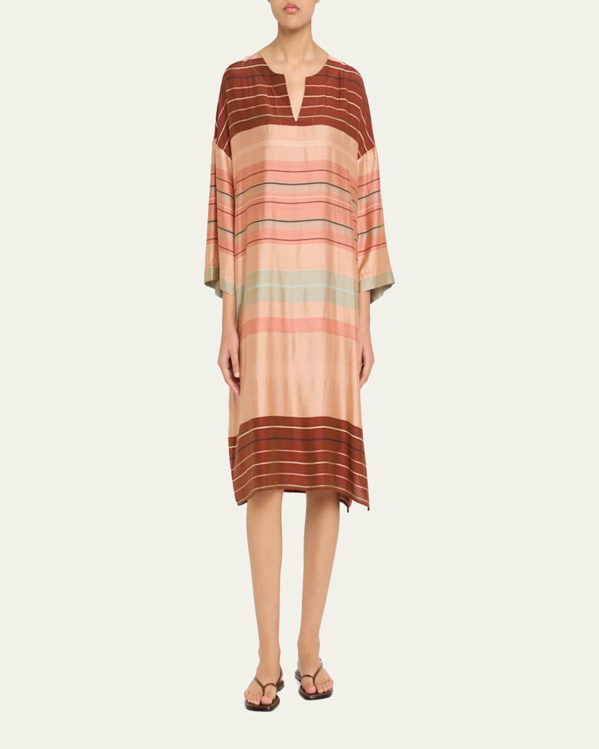 Hannah Striped 3/4-Sleeve Caftan