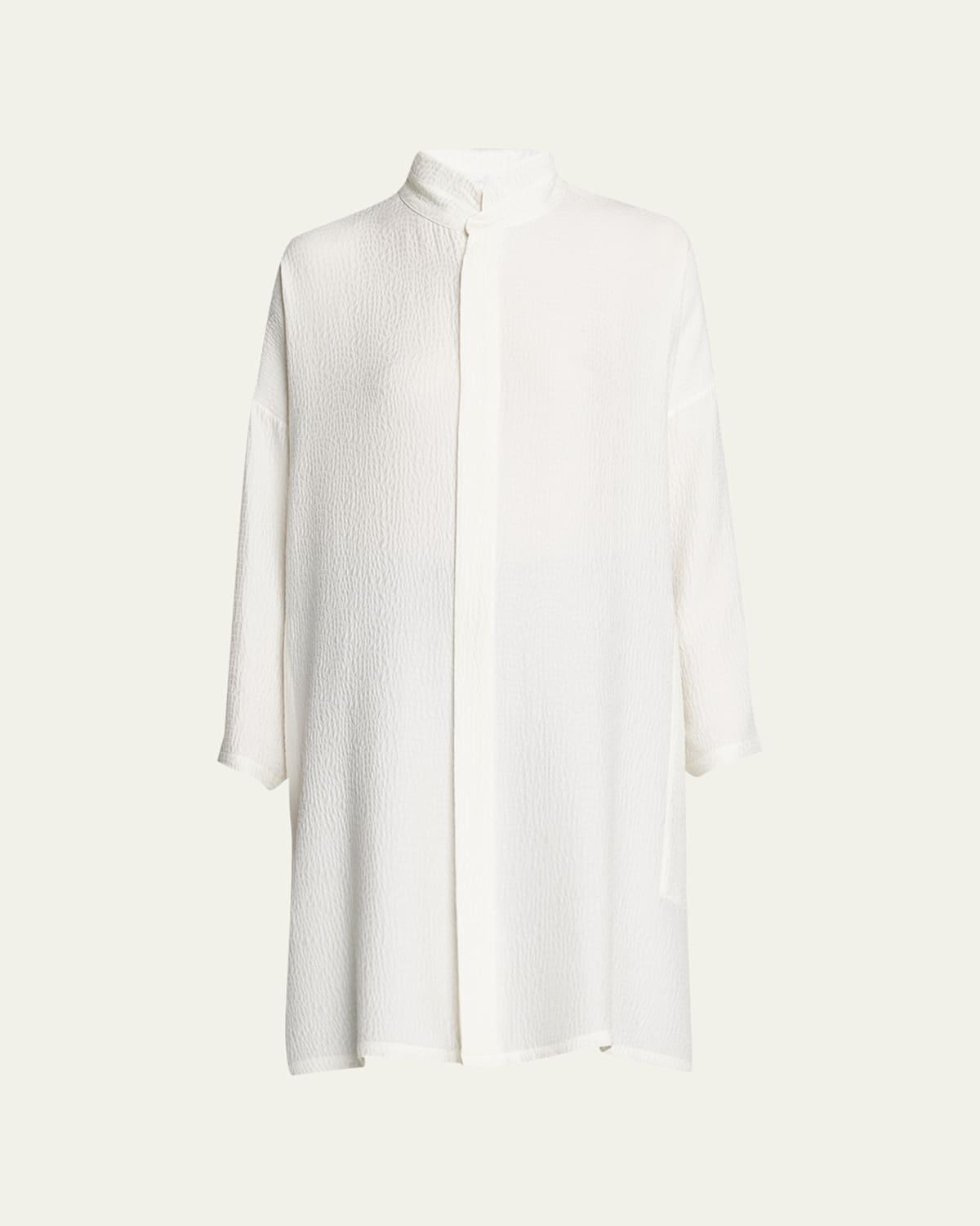 Wide A-Line Double Stand Collar Shirt (Very Long)