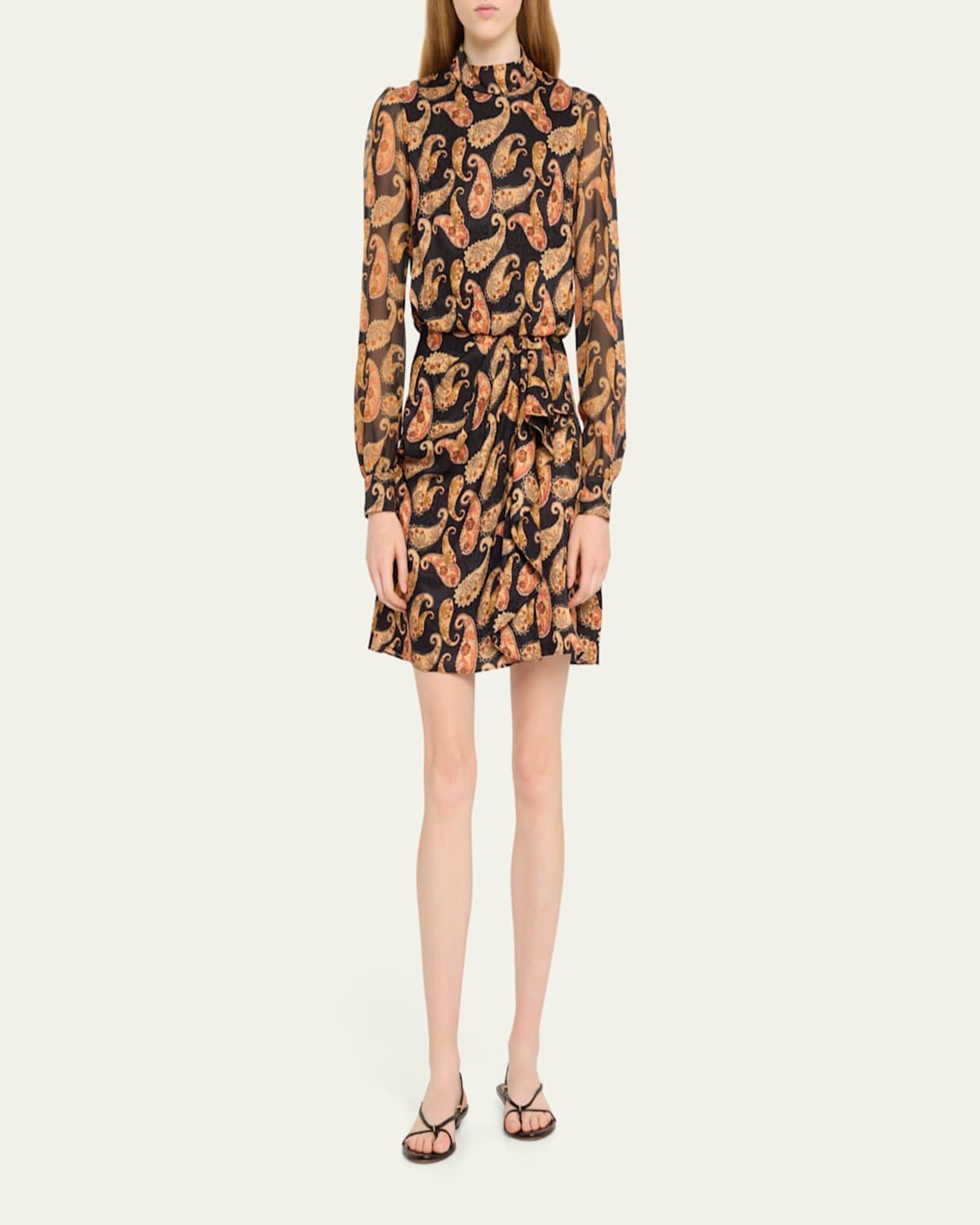 Isa Printed Draped Mini Dress