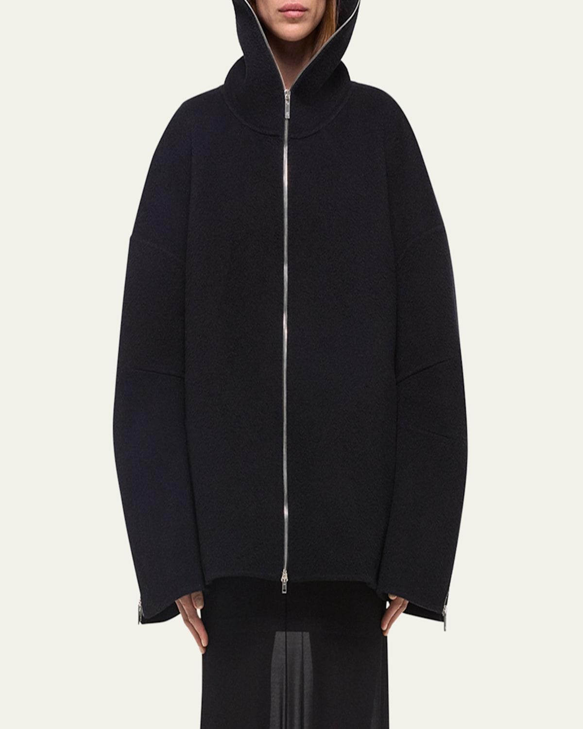 Wool Zip Cocoon Coat