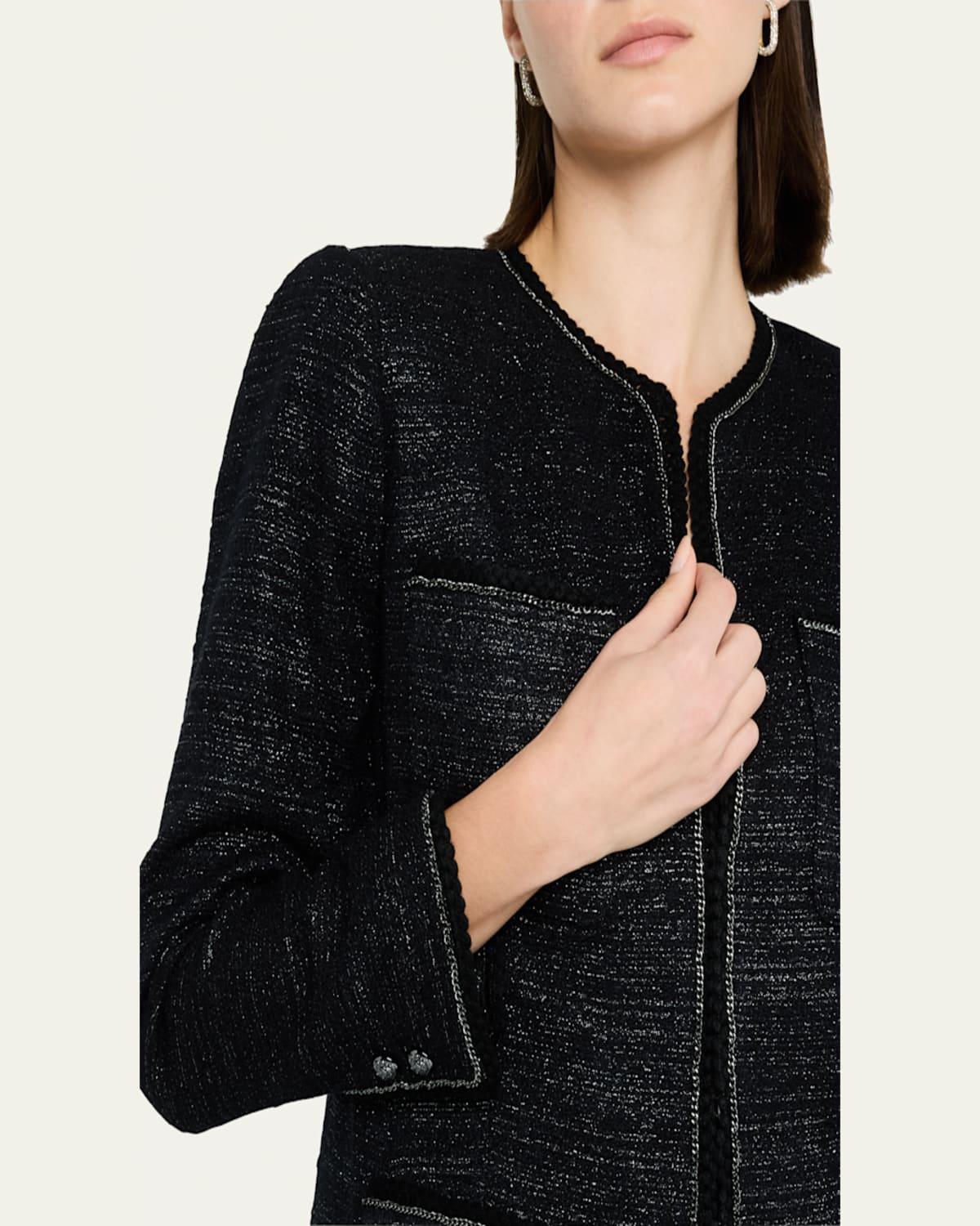 Teigen Chain-Trim Metallic Tweed Jacket