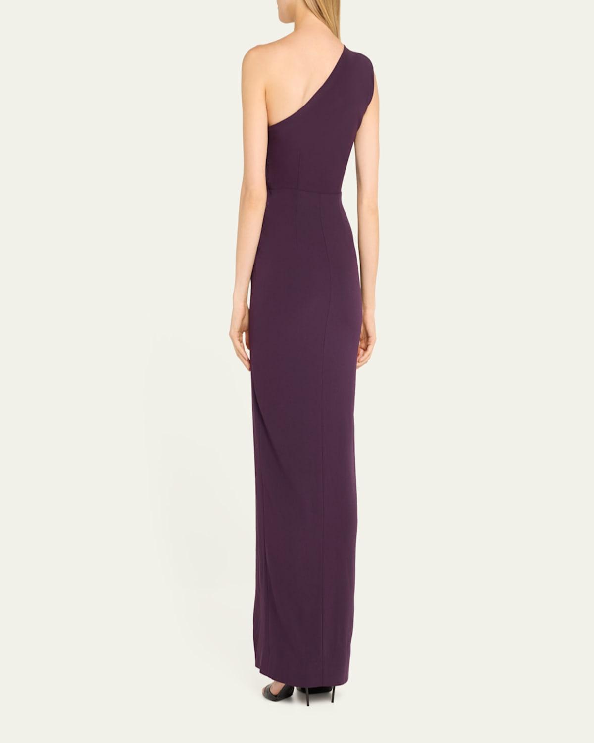 One-Shoulder Twisted Satin Crepe Gown