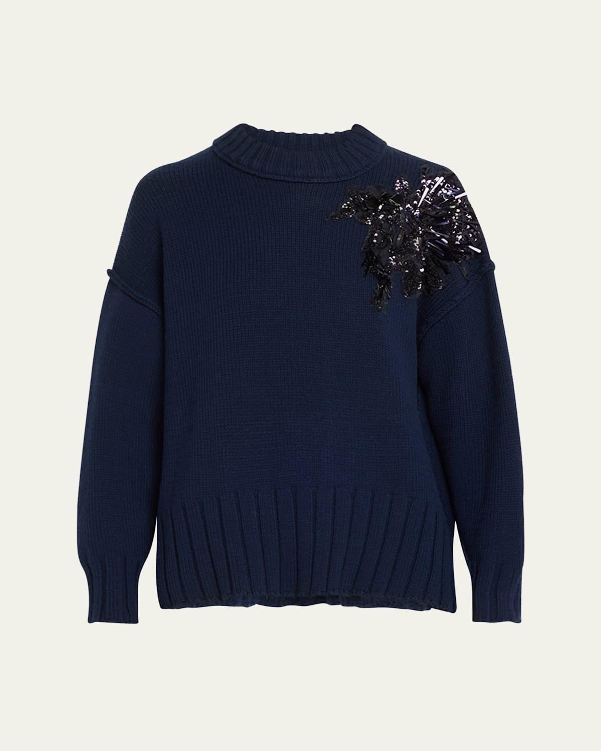 Pincushion Embellished Wool Sweater