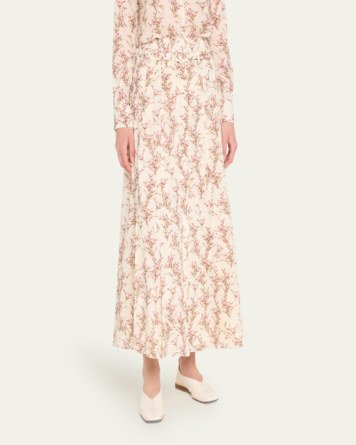 Dugald Bouquet-Print Pleated A-Line Maxi Skirt