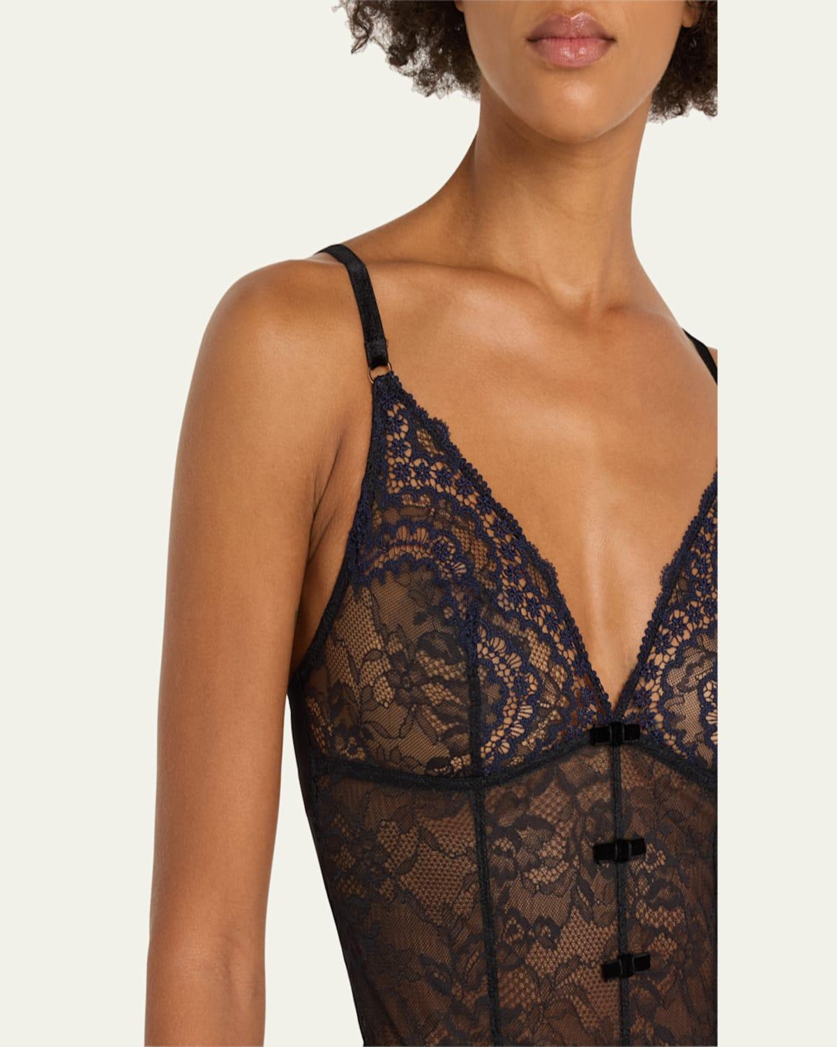 Scenario Embroidered Lace & Tulle Bodysuit