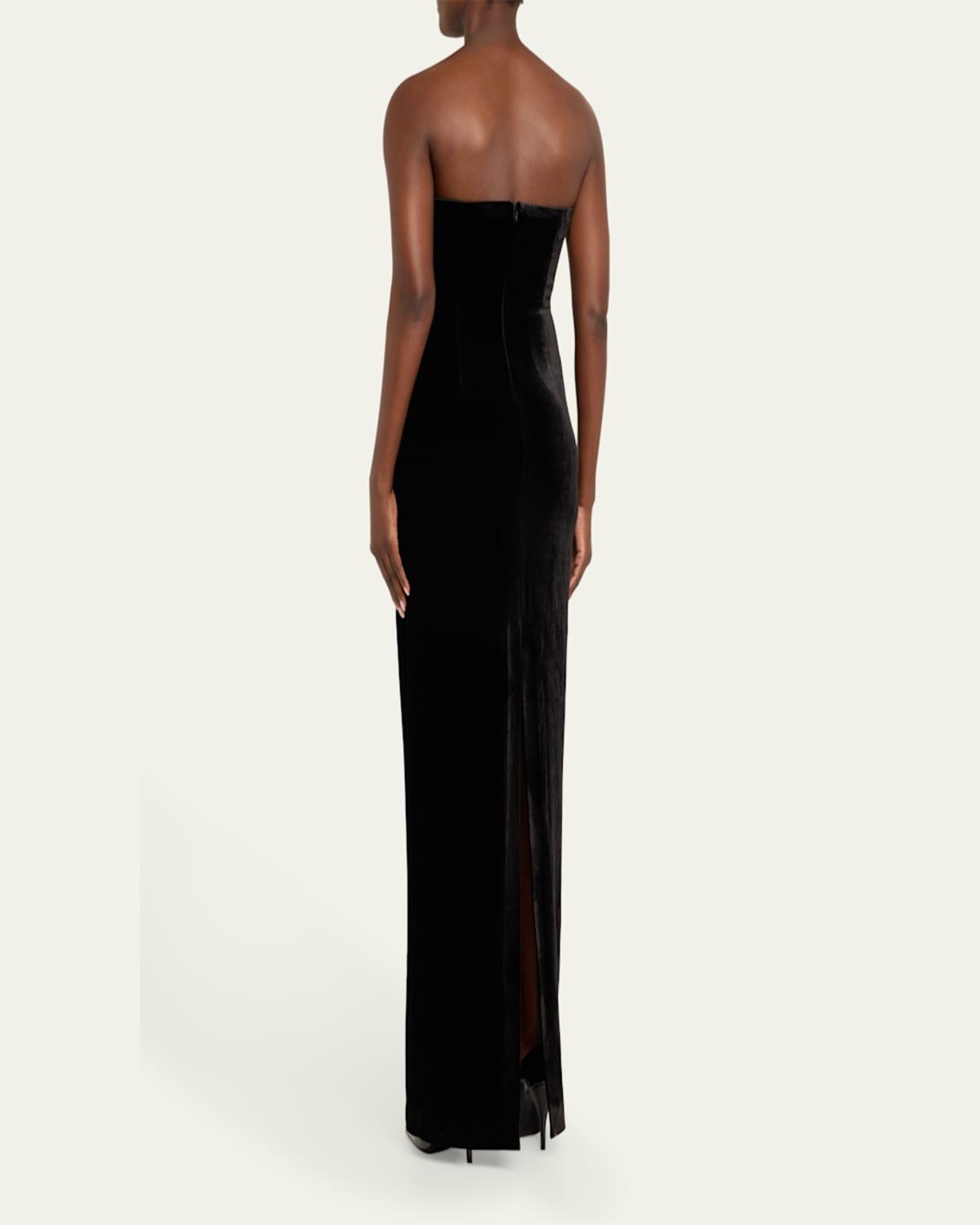 Strapless Velvet Column Gown