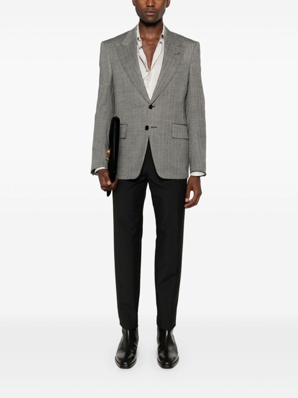 Tom Ford Wool Silk Linen Herringbone Shelton Jacket Clothing