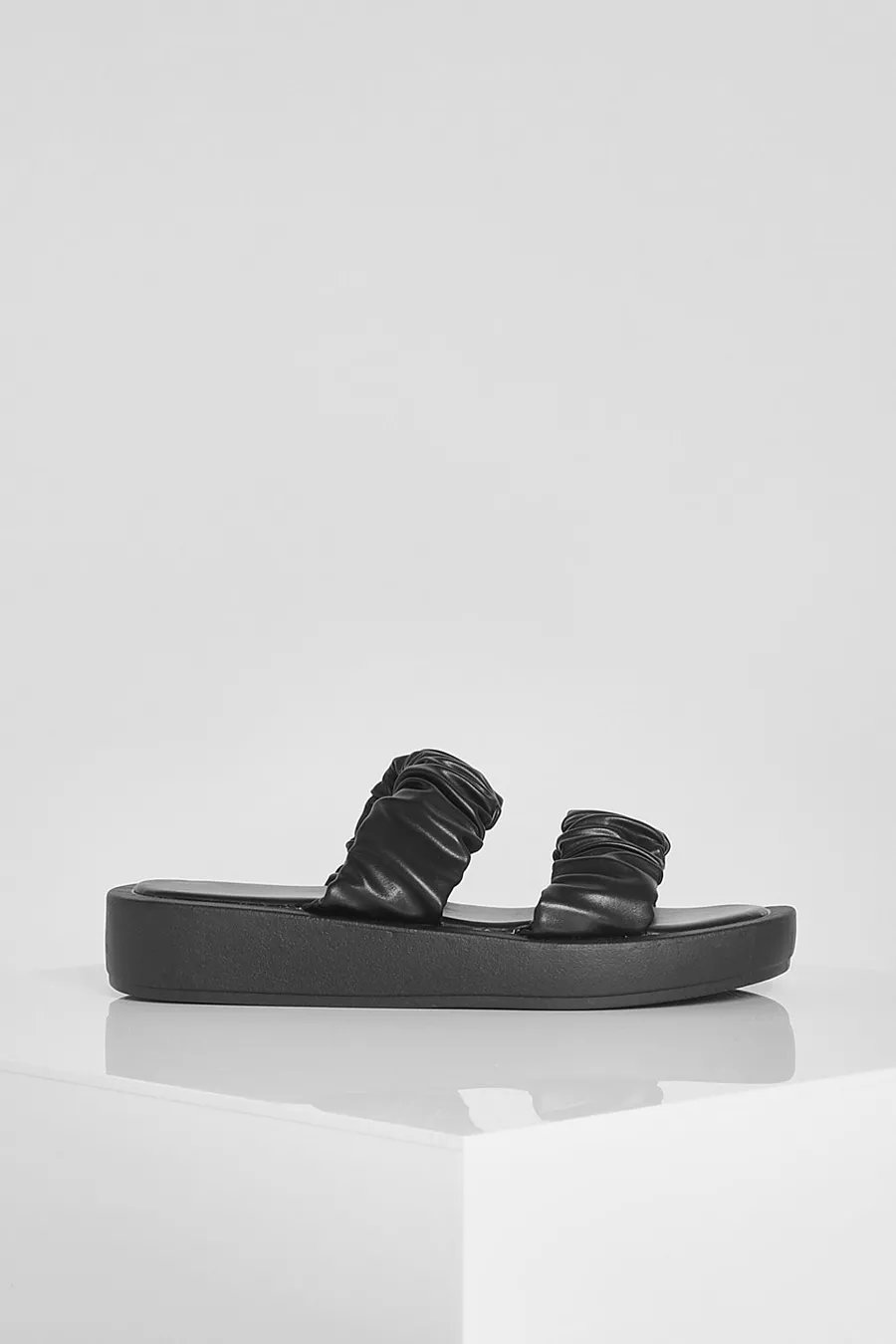 Chunky Ruched Double Strap Sandals