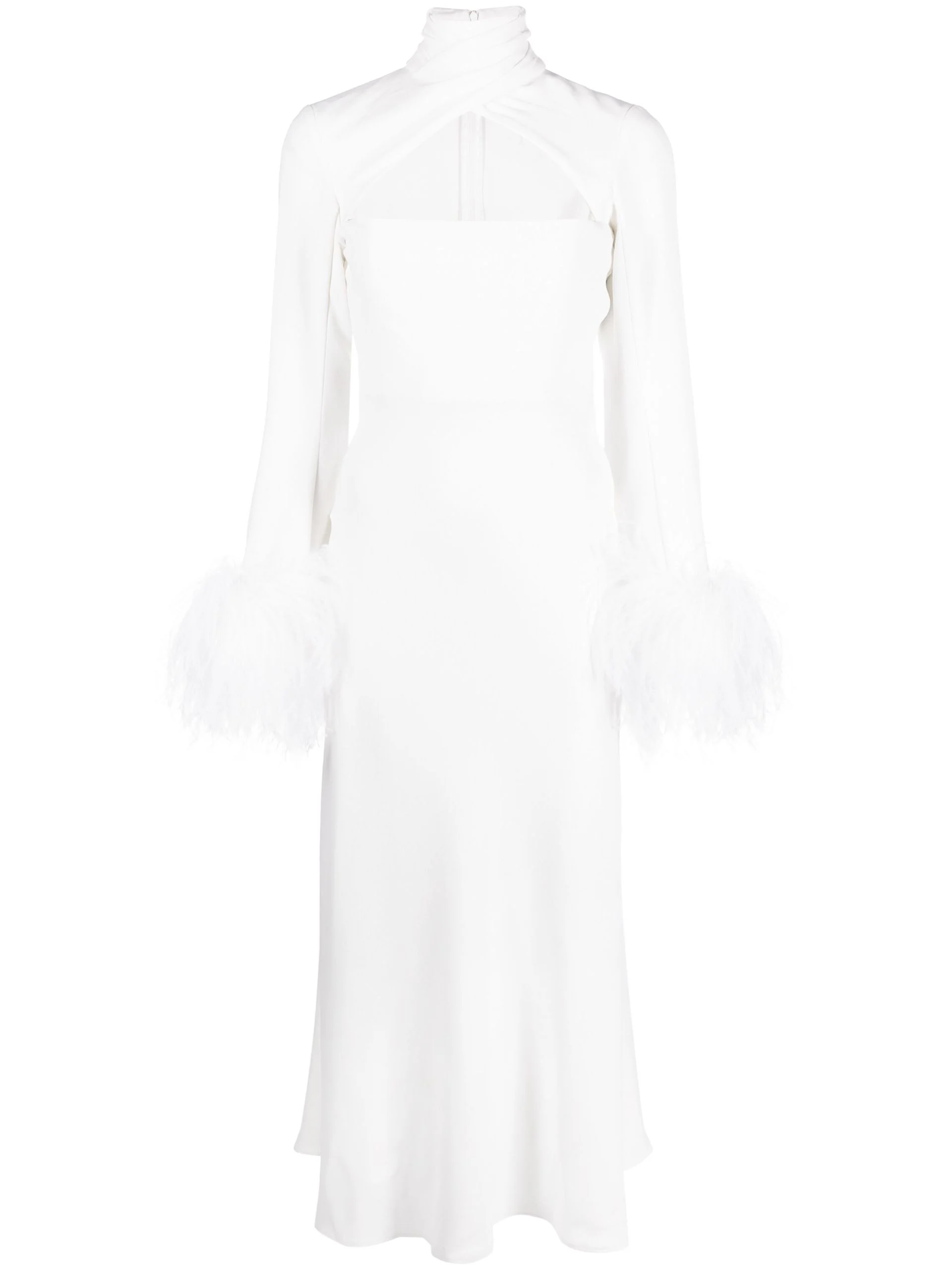 White Odessa Feather Trimmed Dress