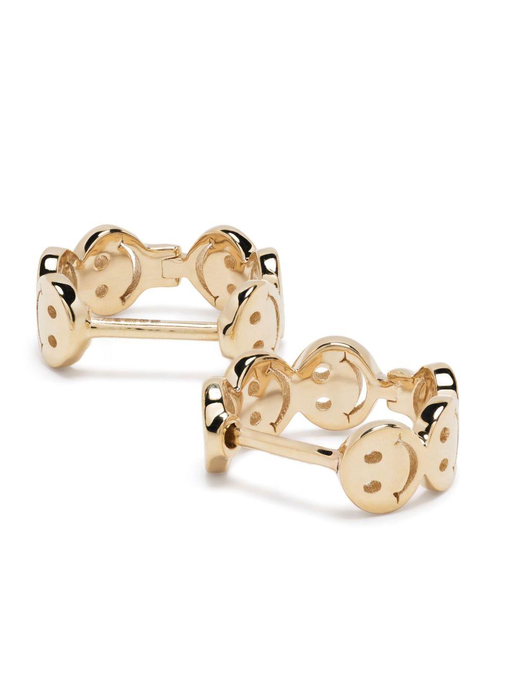 14K Yellow Gold Smile Huggie Earrings