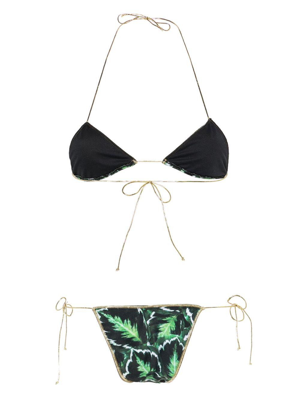 green Sam leaf-print bikini