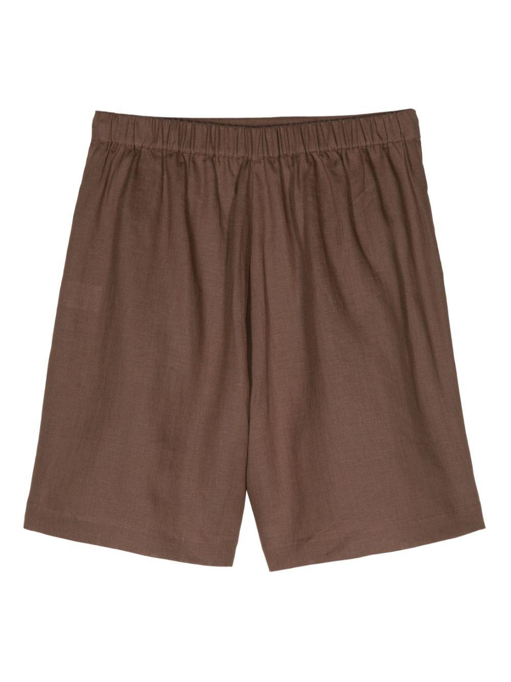 Brown Tailored Linen Shorts