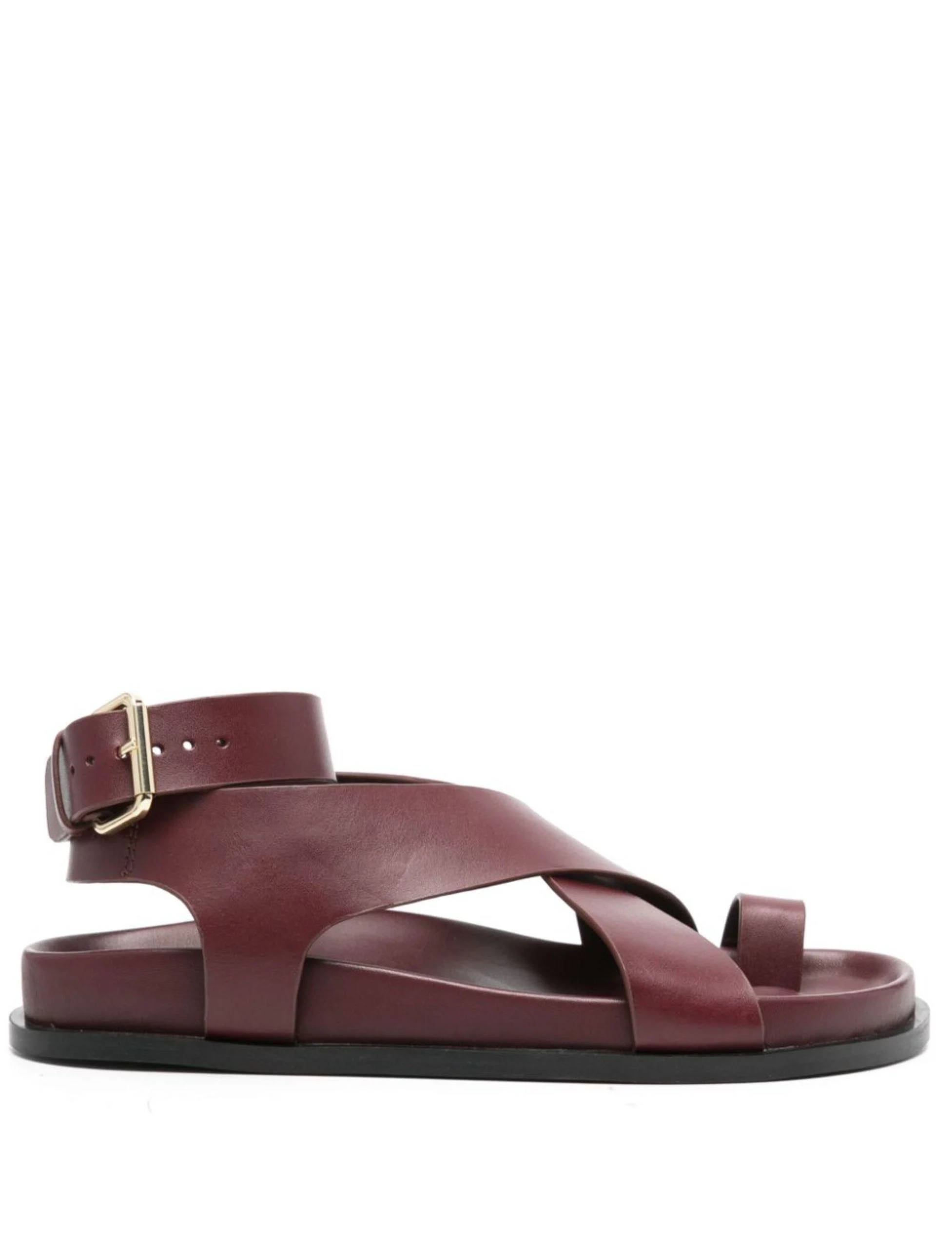 Red Jalen Leather Flat Sandals