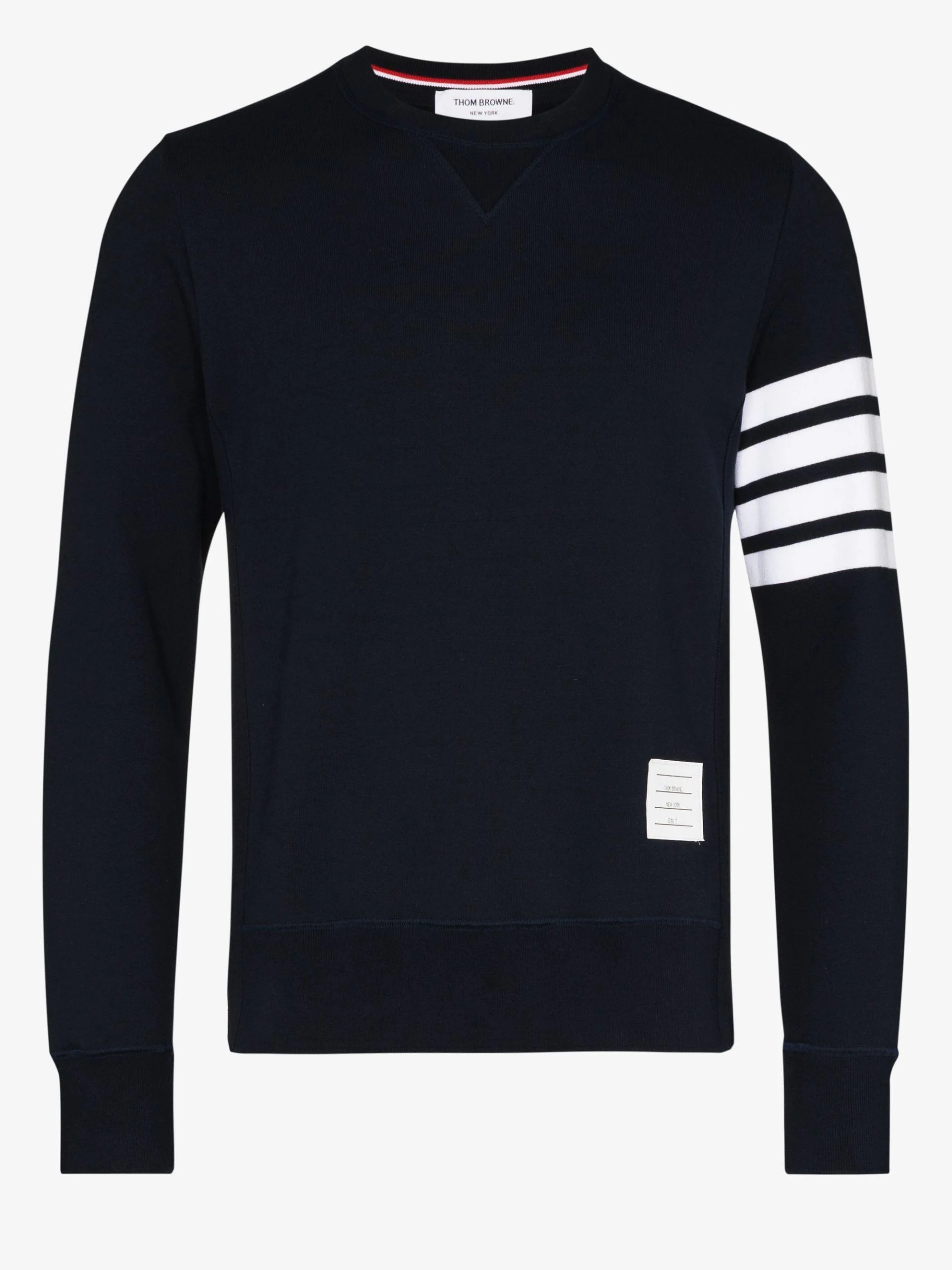 blue 4-Bar stripe cotton sweatshirt