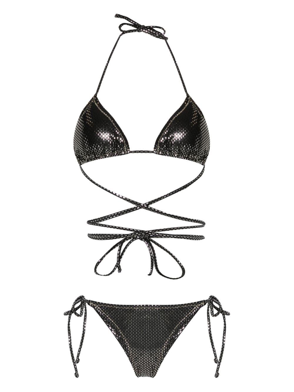 black Miami lamé-detailed bikini