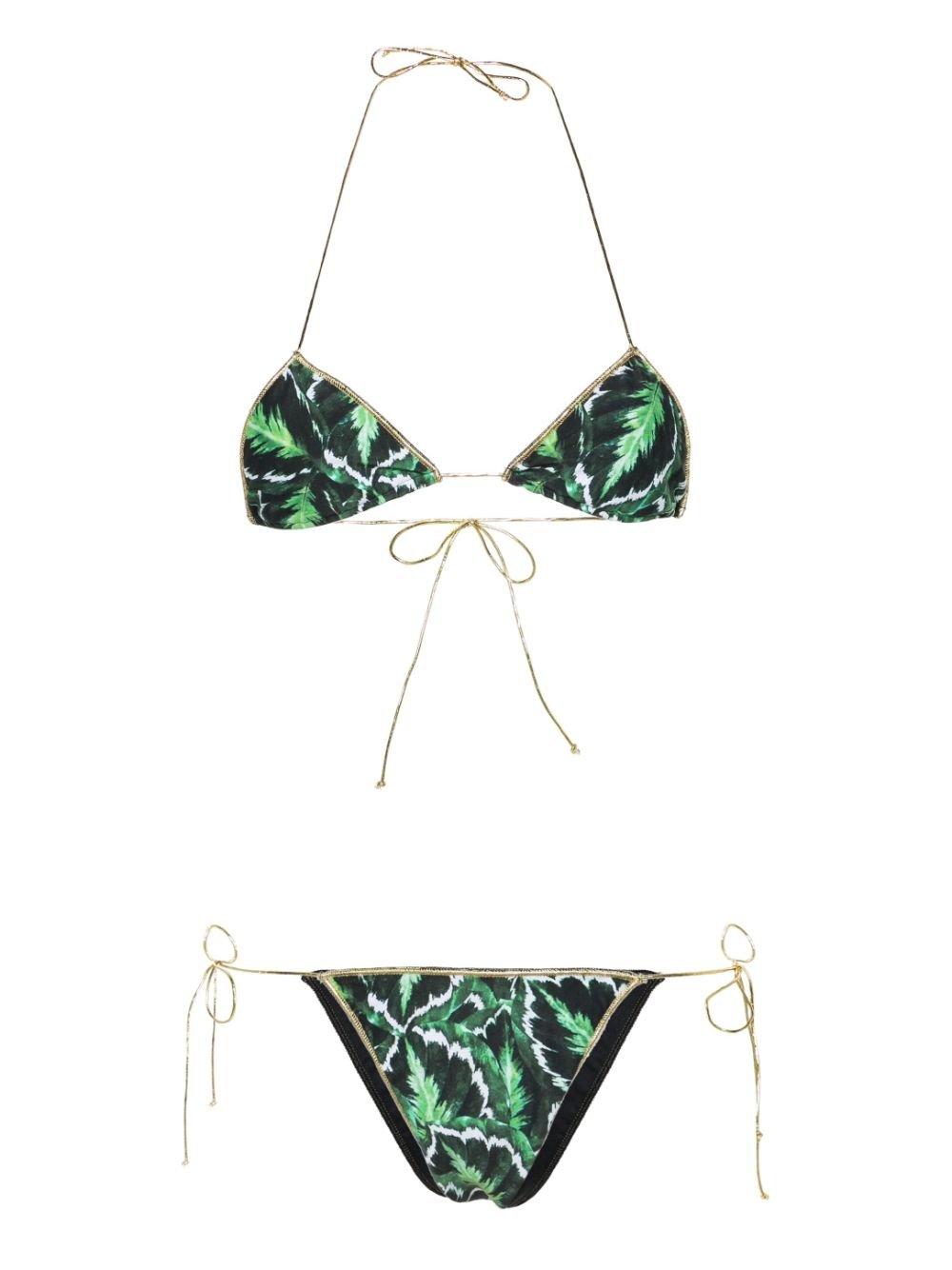 green Sam leaf-print bikini