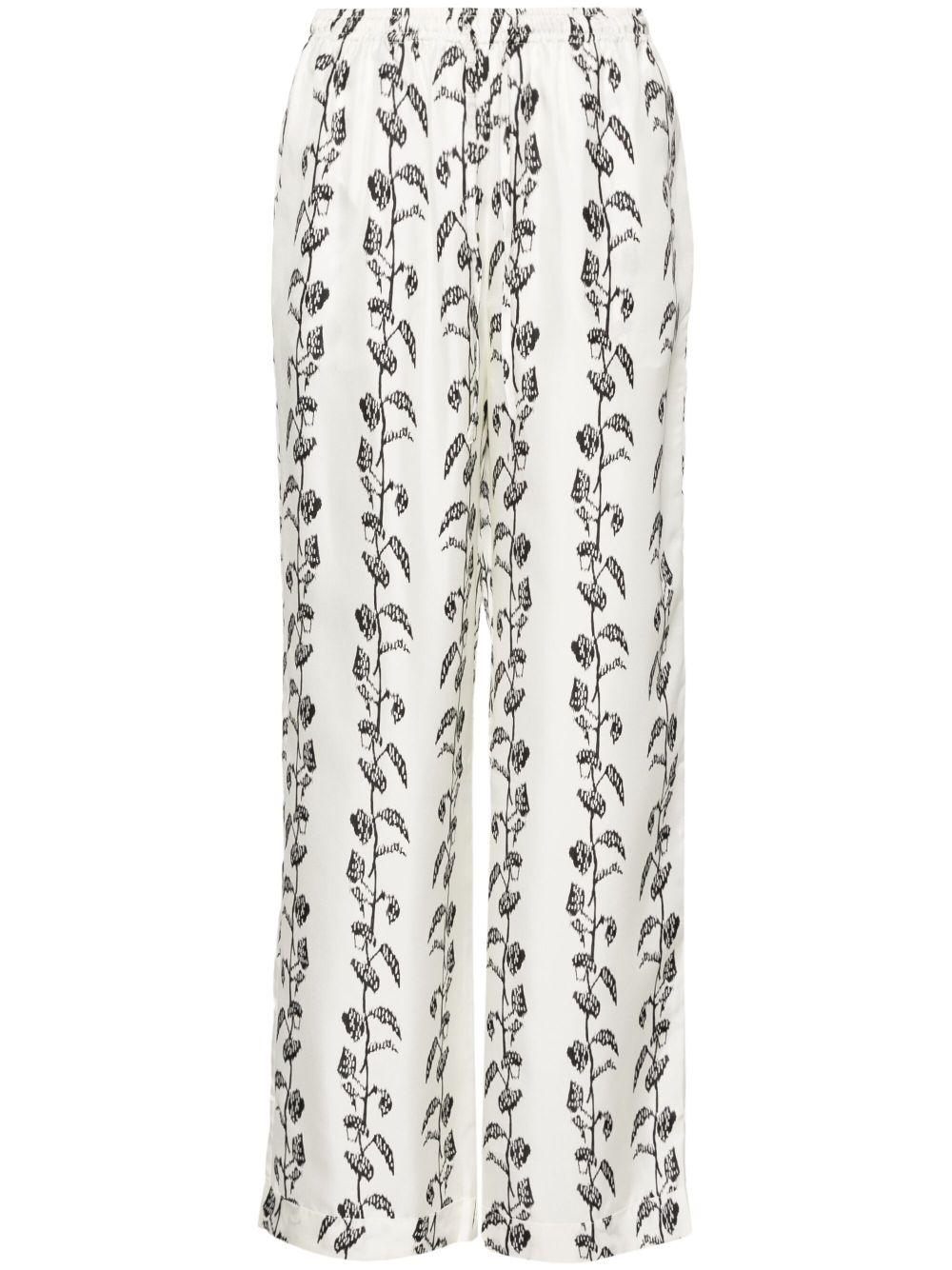 White Aurelia Silk Trousers