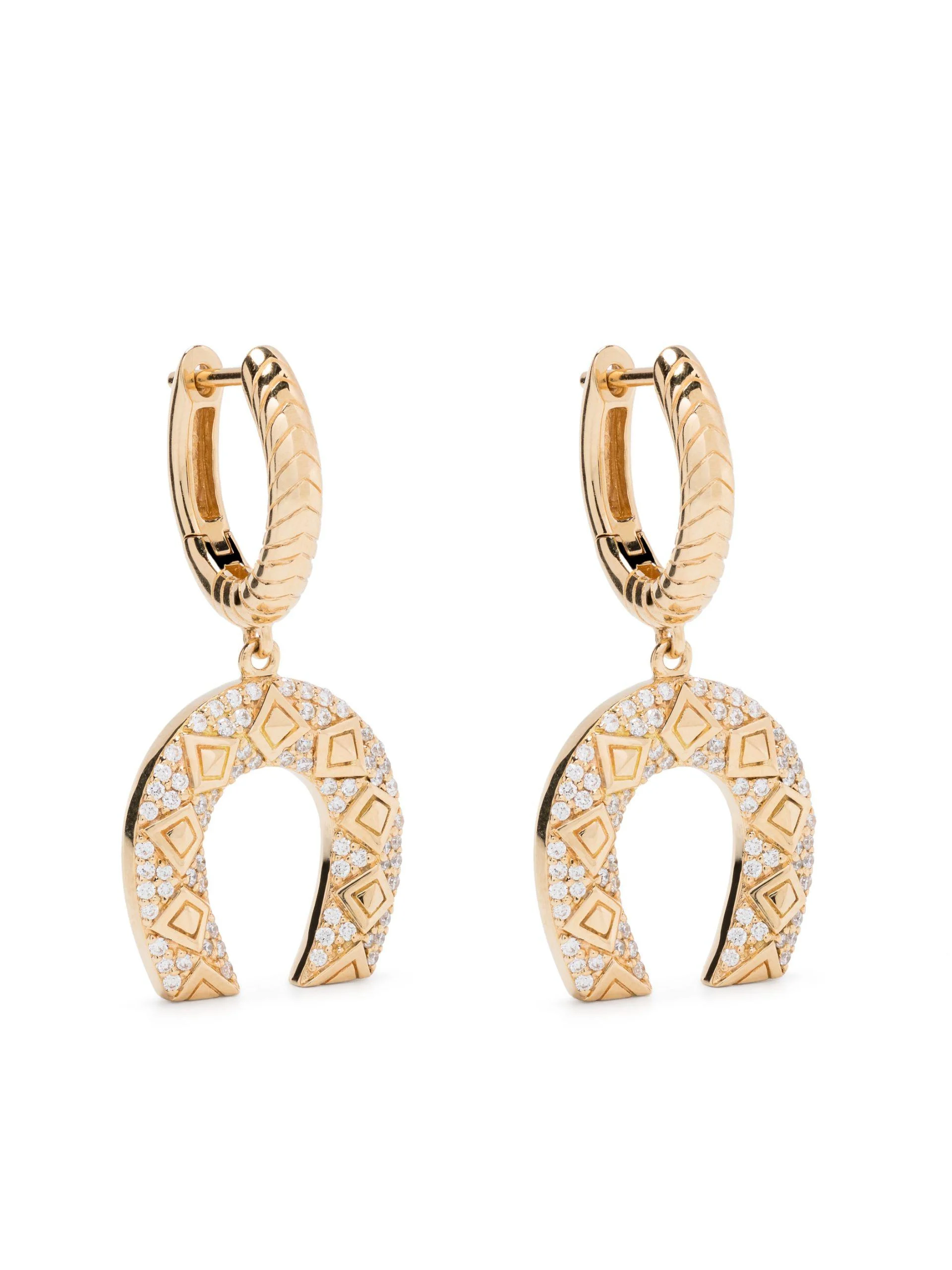 18K Yellow Gold Horseshoe Hoop Earrings