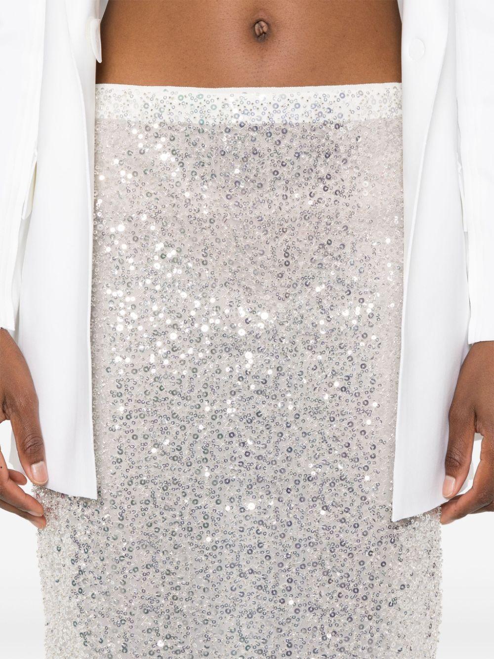 sequinned straight-cut skirt