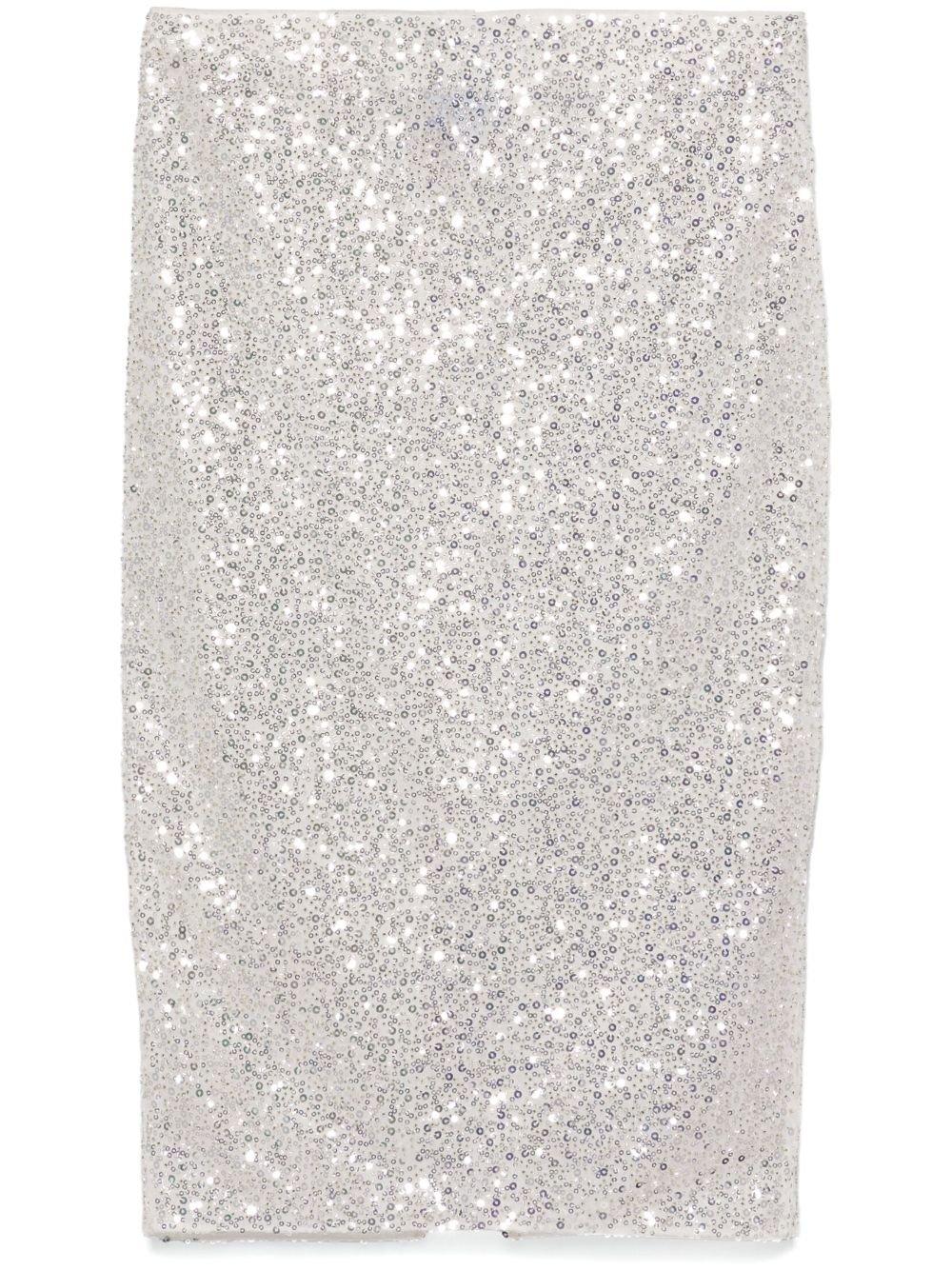 sequinned straight-cut skirt