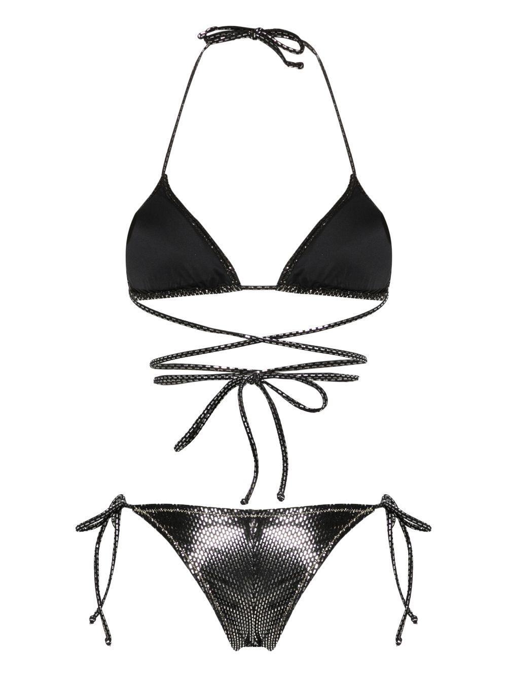 black Miami lamé-detailed bikini