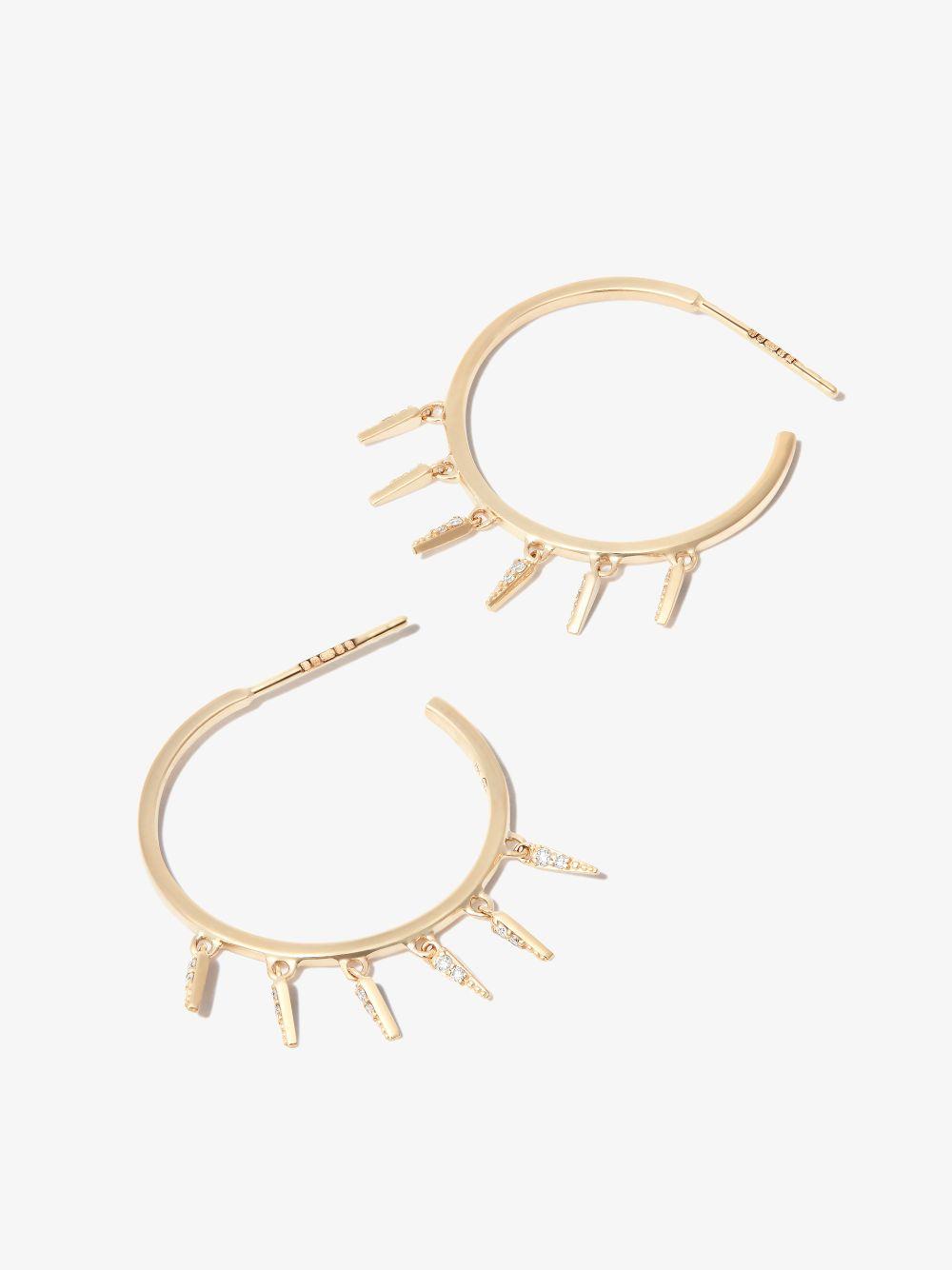 14K Yellow Gold Medium diamond Fringe Hoop Earrings