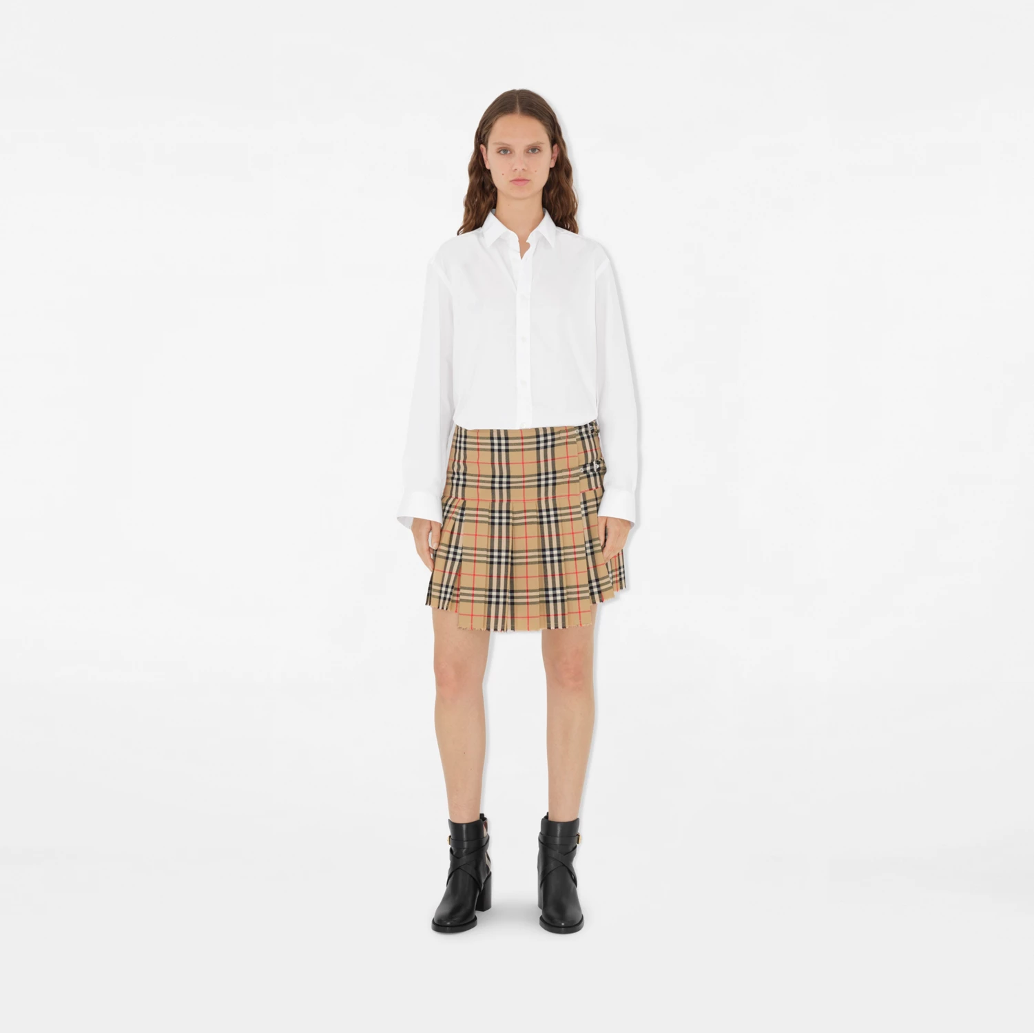 Pleated Check Wool Mini Kilt