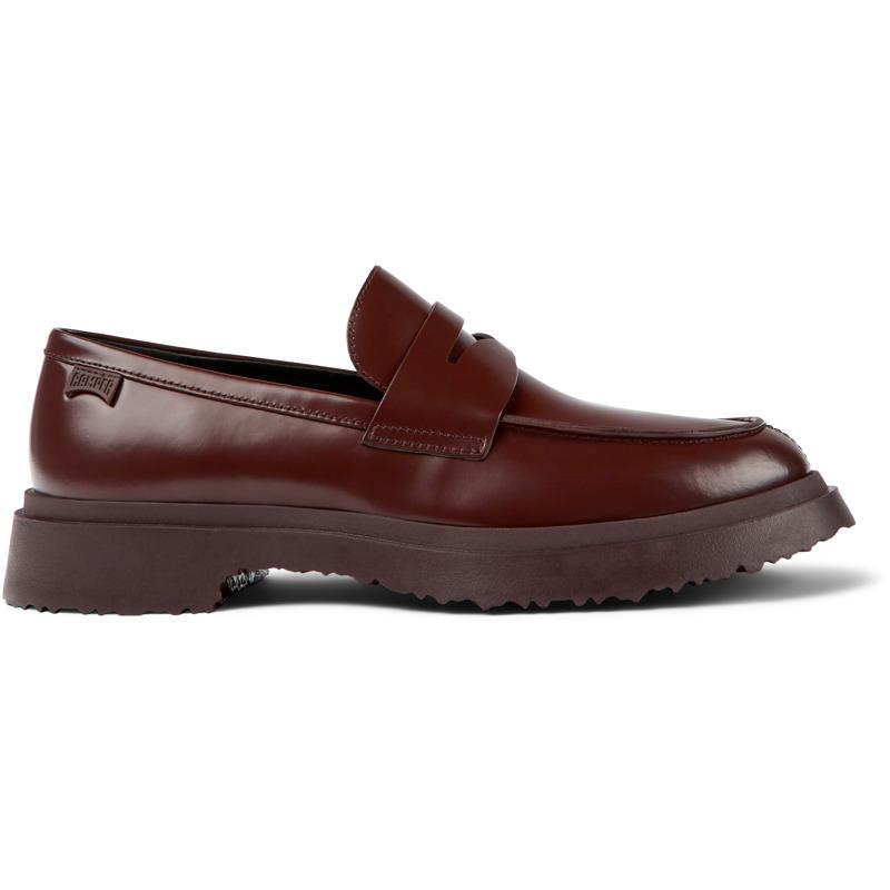 Burgundy leather loafers for men