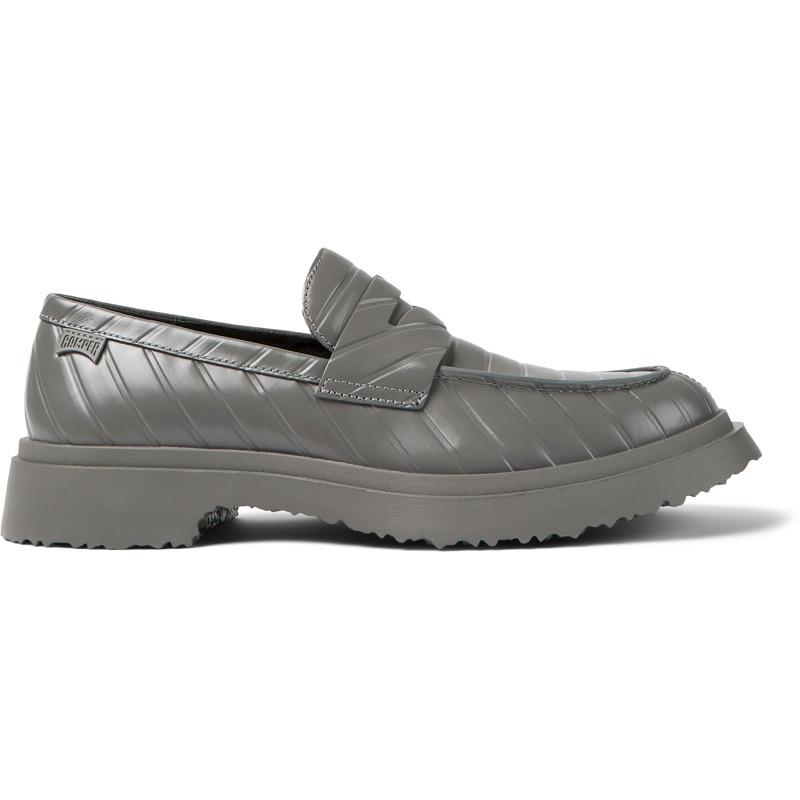 Gray leather loafers for men