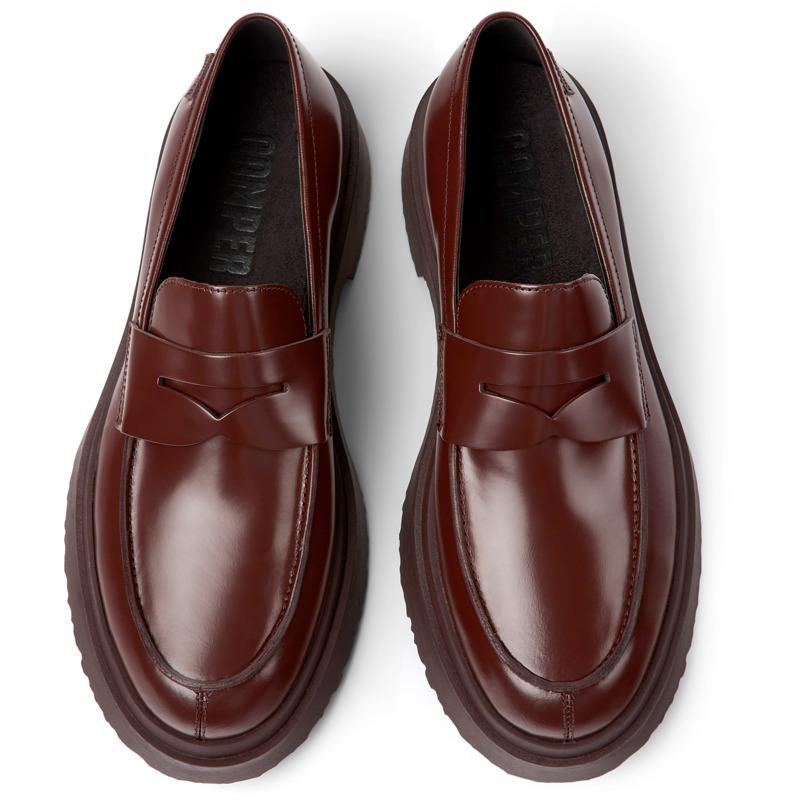 Burgundy leather loafers for men