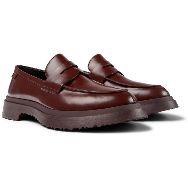 Burgundy leather loafers for men