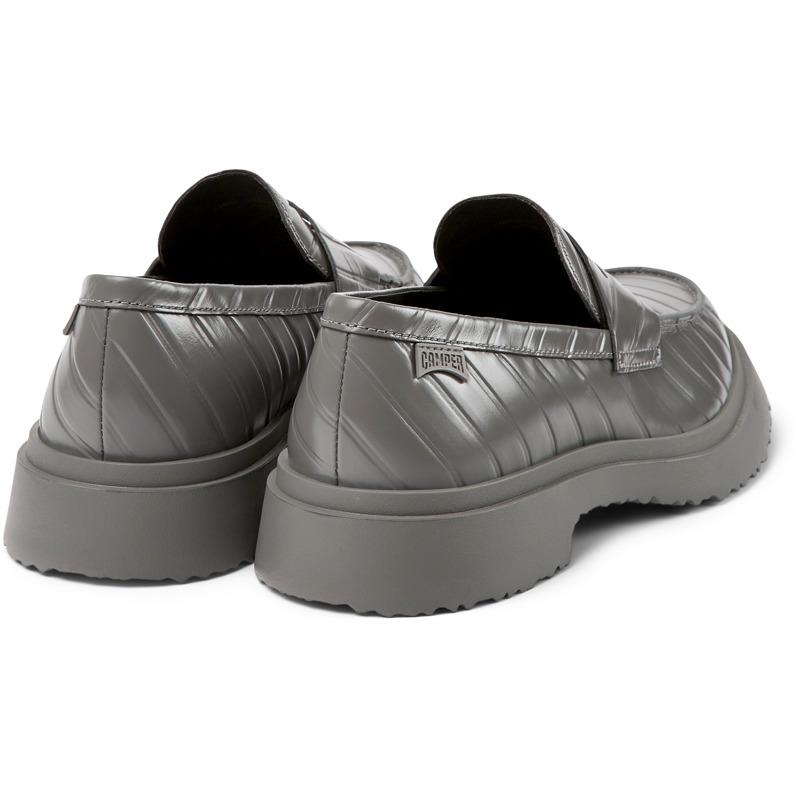 Gray leather loafers for men