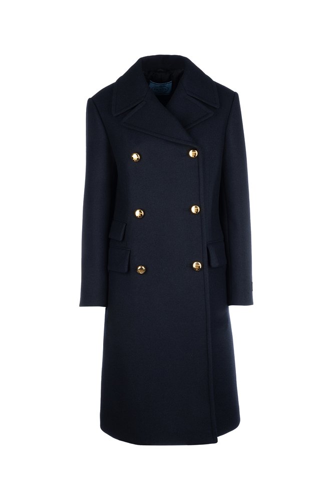 Prada Logo Patch Double-Breasted Coat