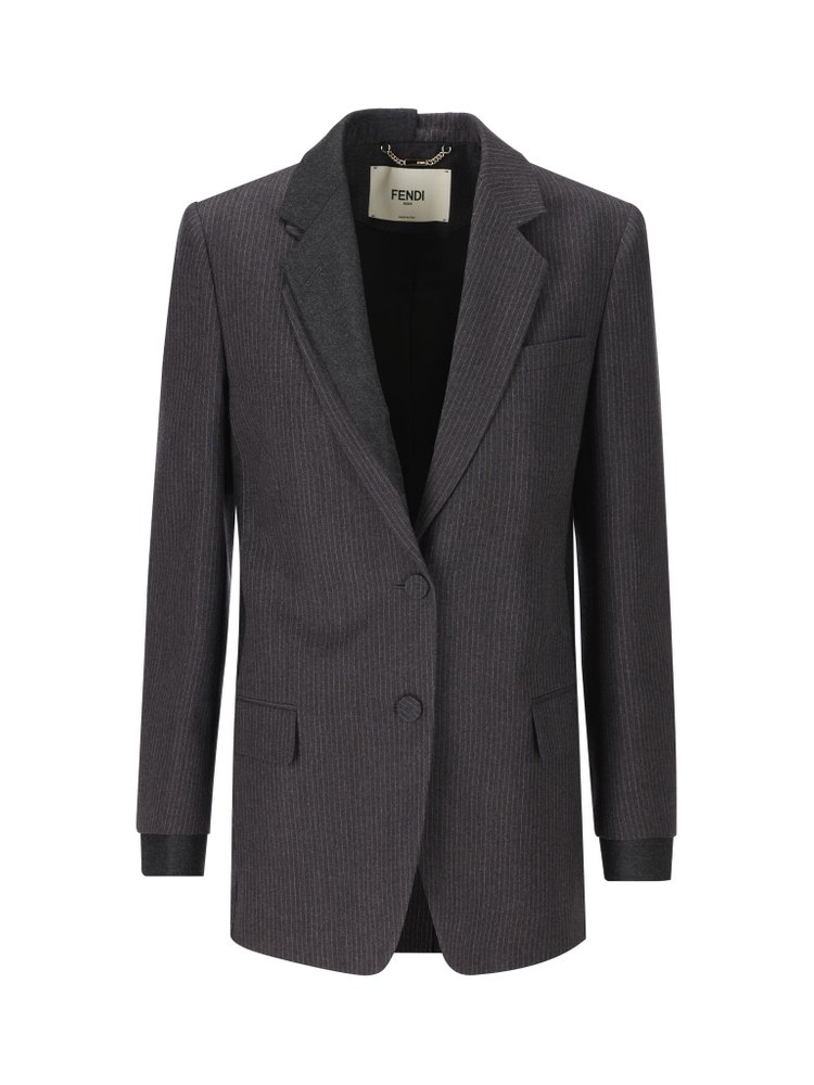 Fendi Single-Breasted Striped Tailored Blazer