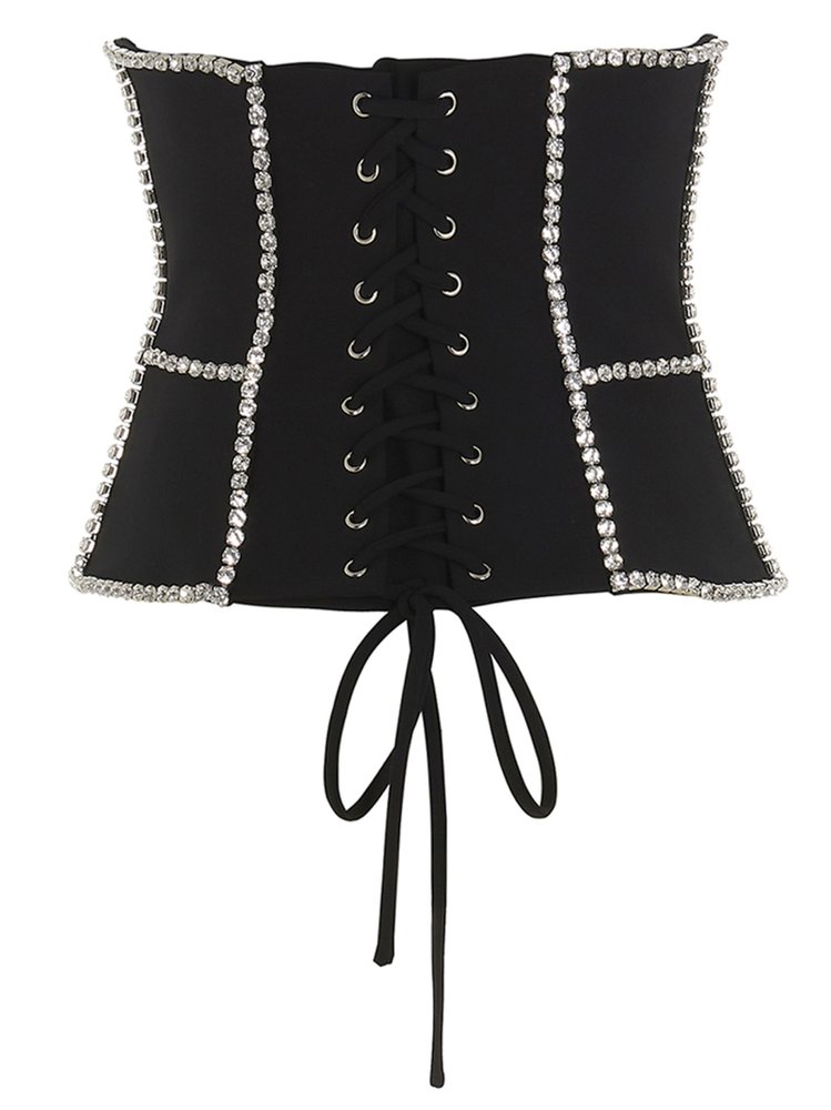 Area Crystal-Embellished Cut-Out Corset Top