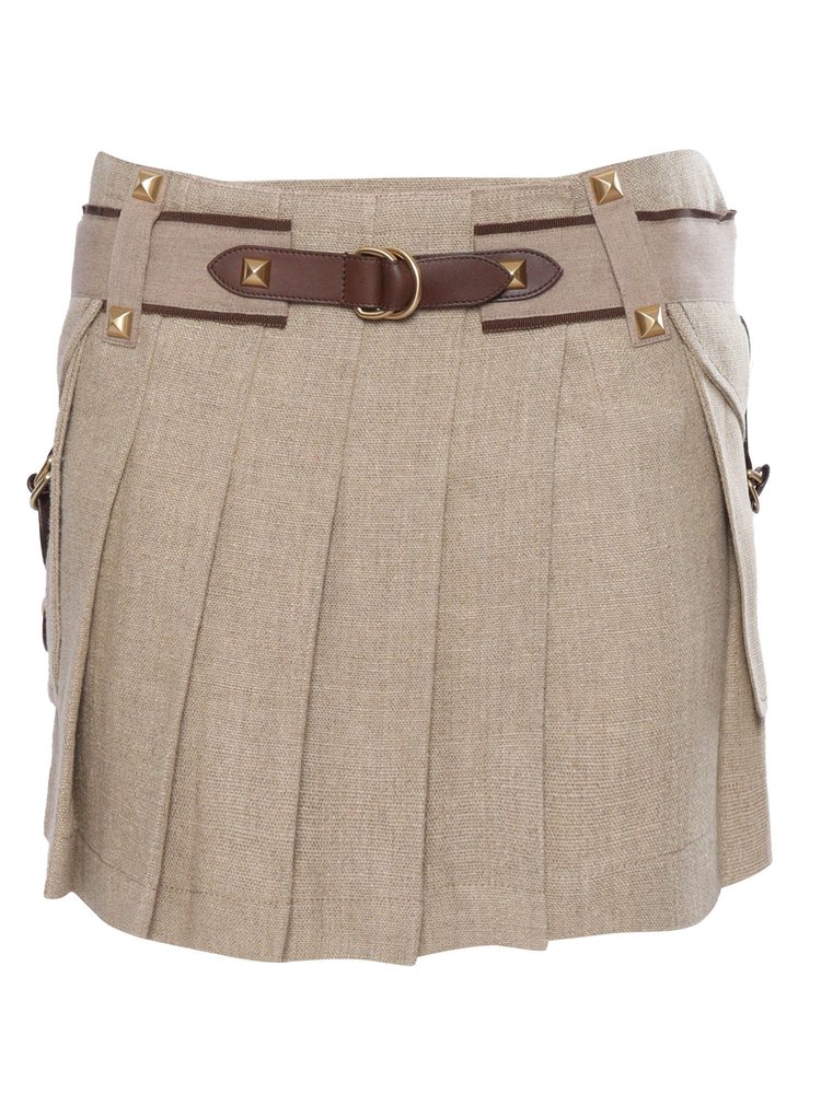 Alberta Ferretti Belted Pleated Skirt