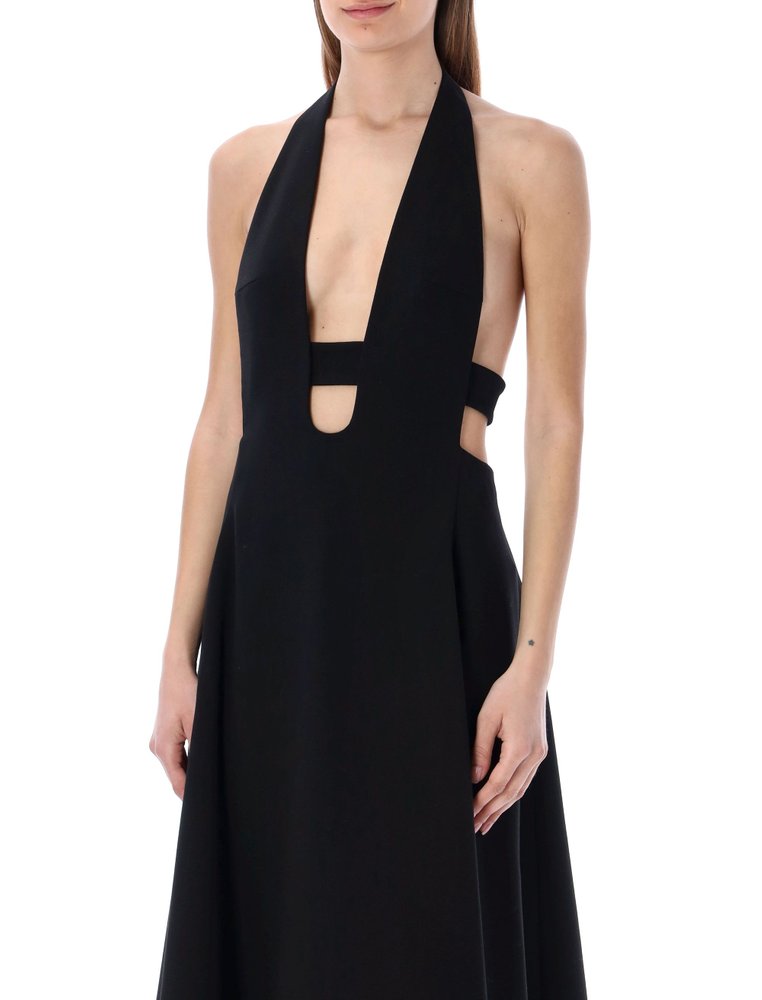 Saint Laurent Backless Flared Midi Dress