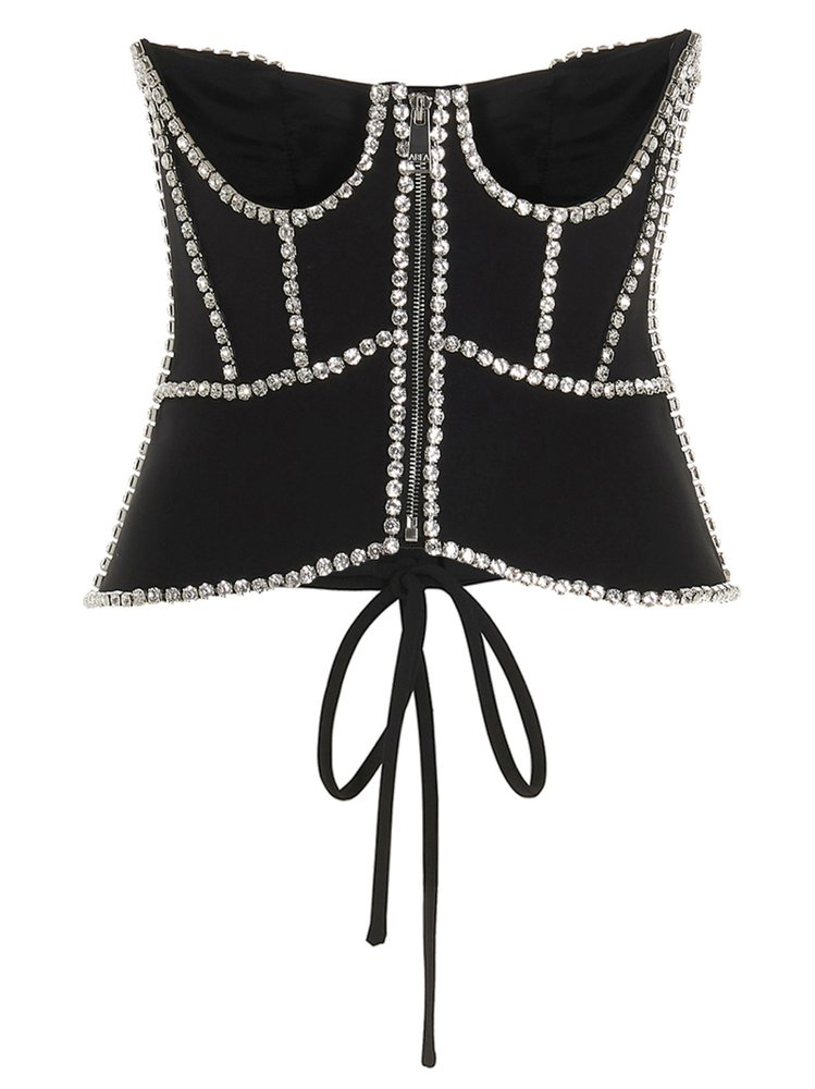 Area Crystal-Embellished Cut-Out Corset Top