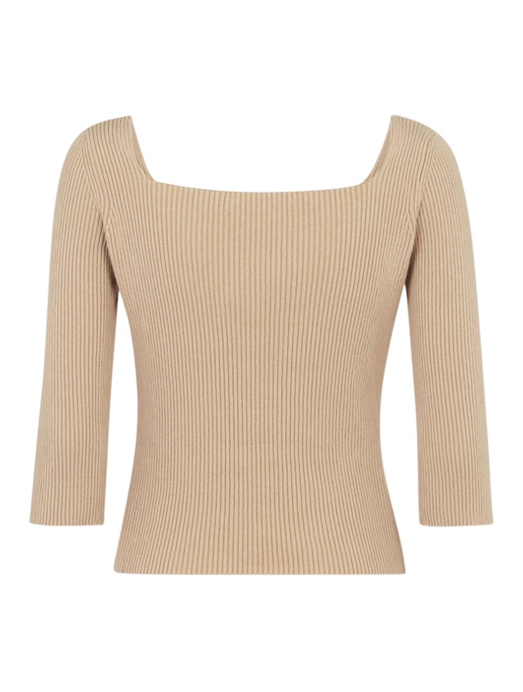 Fendi Square Neck Ribbed Top