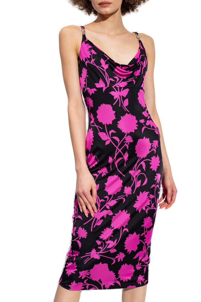 Versace Floral Motif Sleeveless Dress