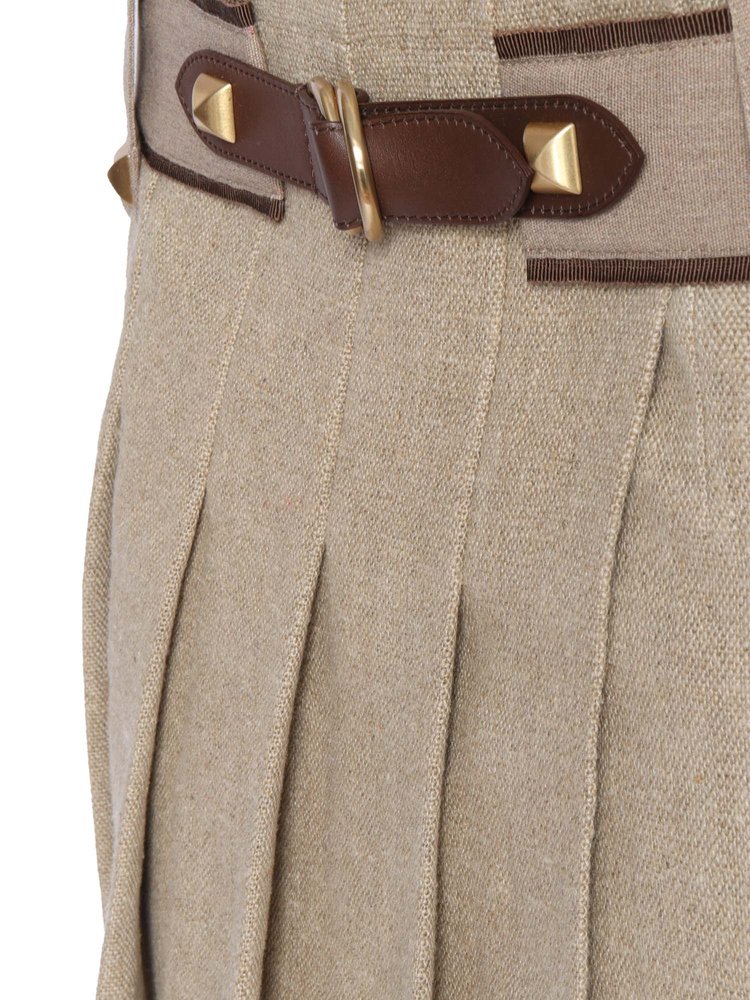 Alberta Ferretti Belted Pleated Skirt