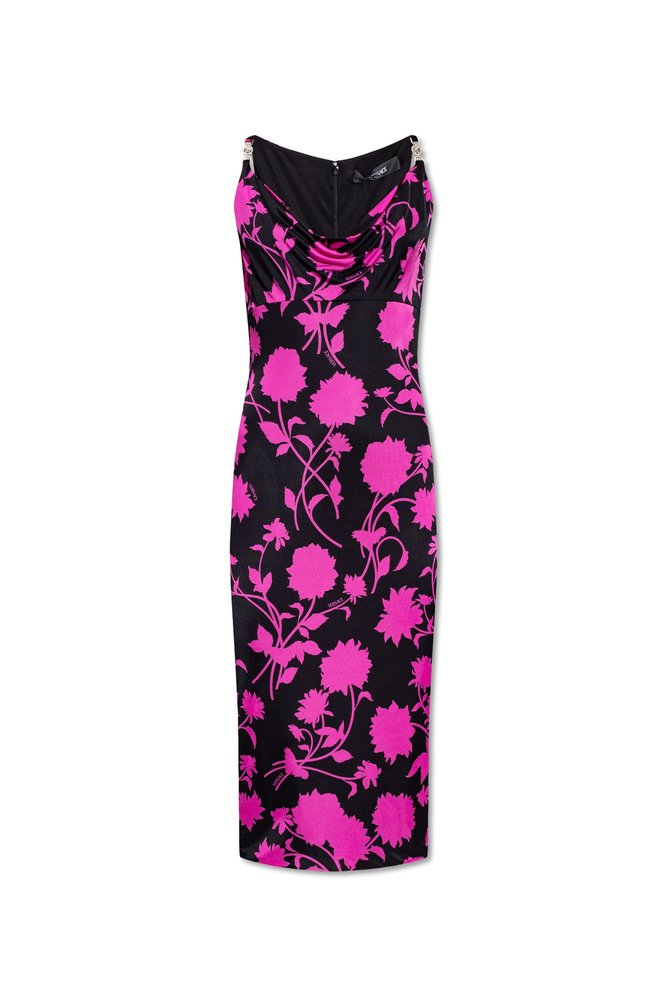 Versace Floral Motif Sleeveless Dress