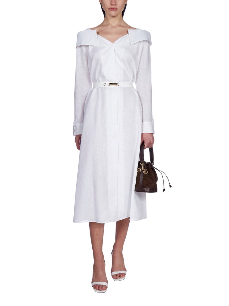 Fendi V-Neck Midi Shirt Dress