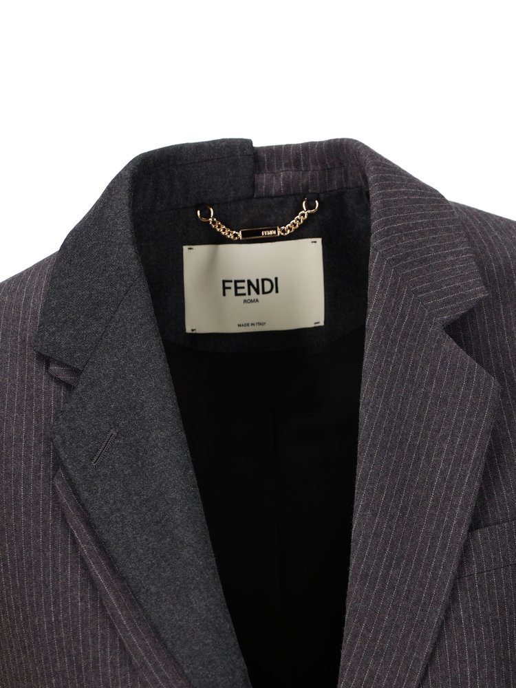 Fendi Single-Breasted Striped Tailored Blazer