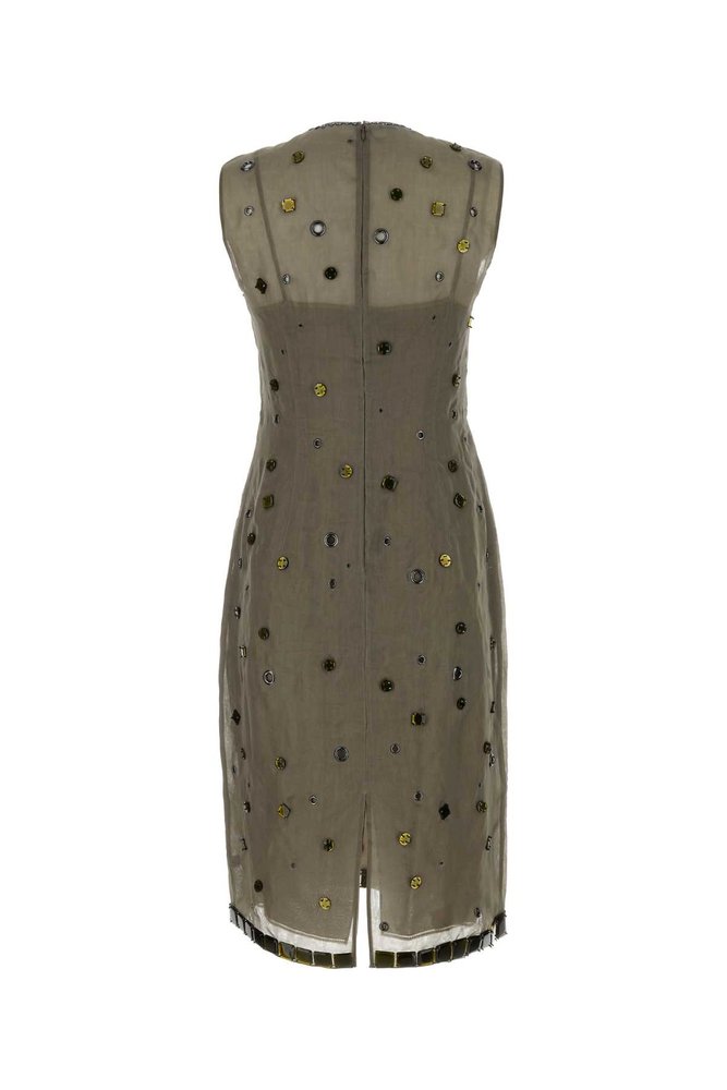 Prada Eyelet-Embellished Sleeveless Dress