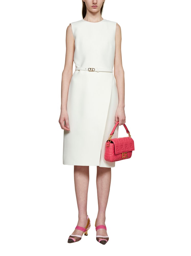 Fendi Belted Sleeveless Crewneck Dress